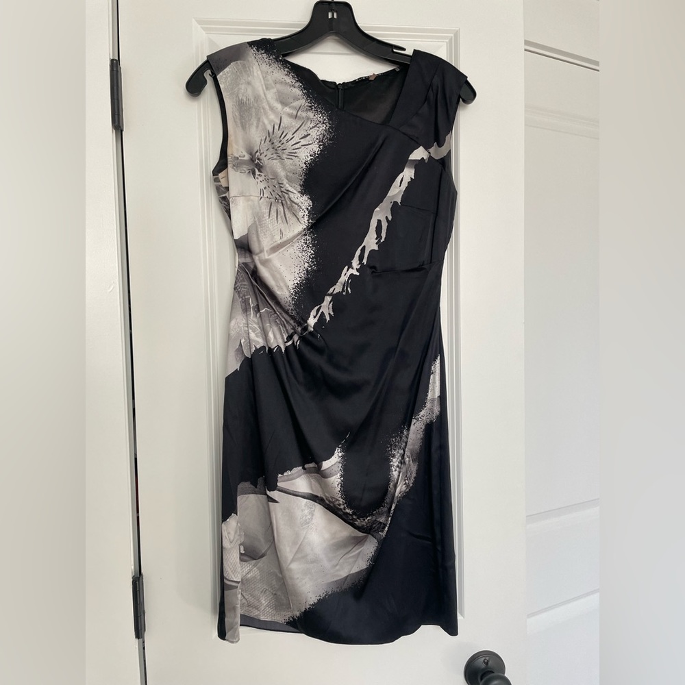 Elie Tahari black and white silk dress